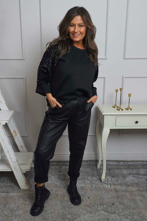 Hilary Wet Look Trousers Black