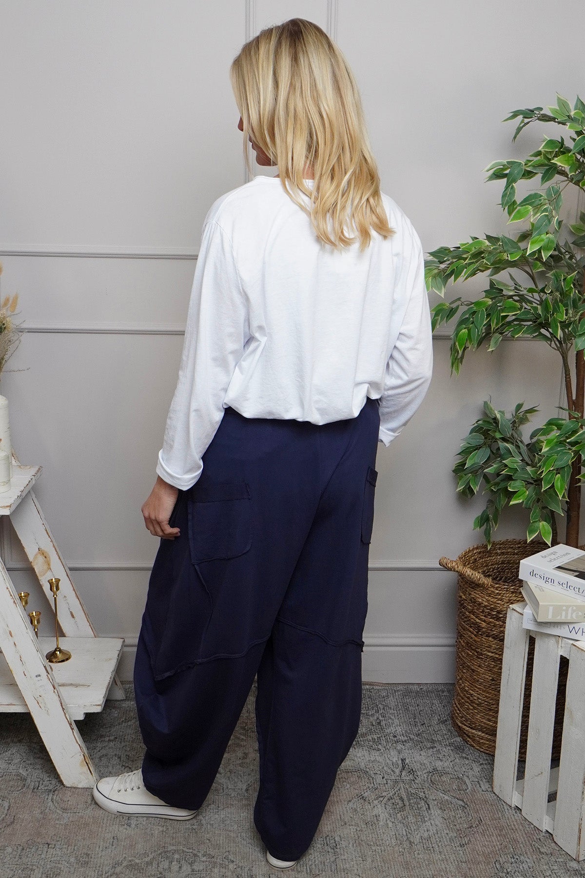 Deana Cotton Trousers Navy