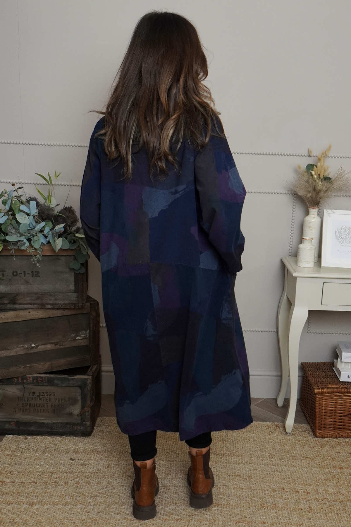 Dreda Print Needlecord Dress Navy