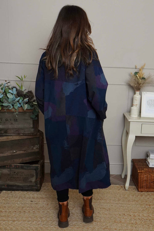 Dreda Print Needlecord Dress Navy - Image 4