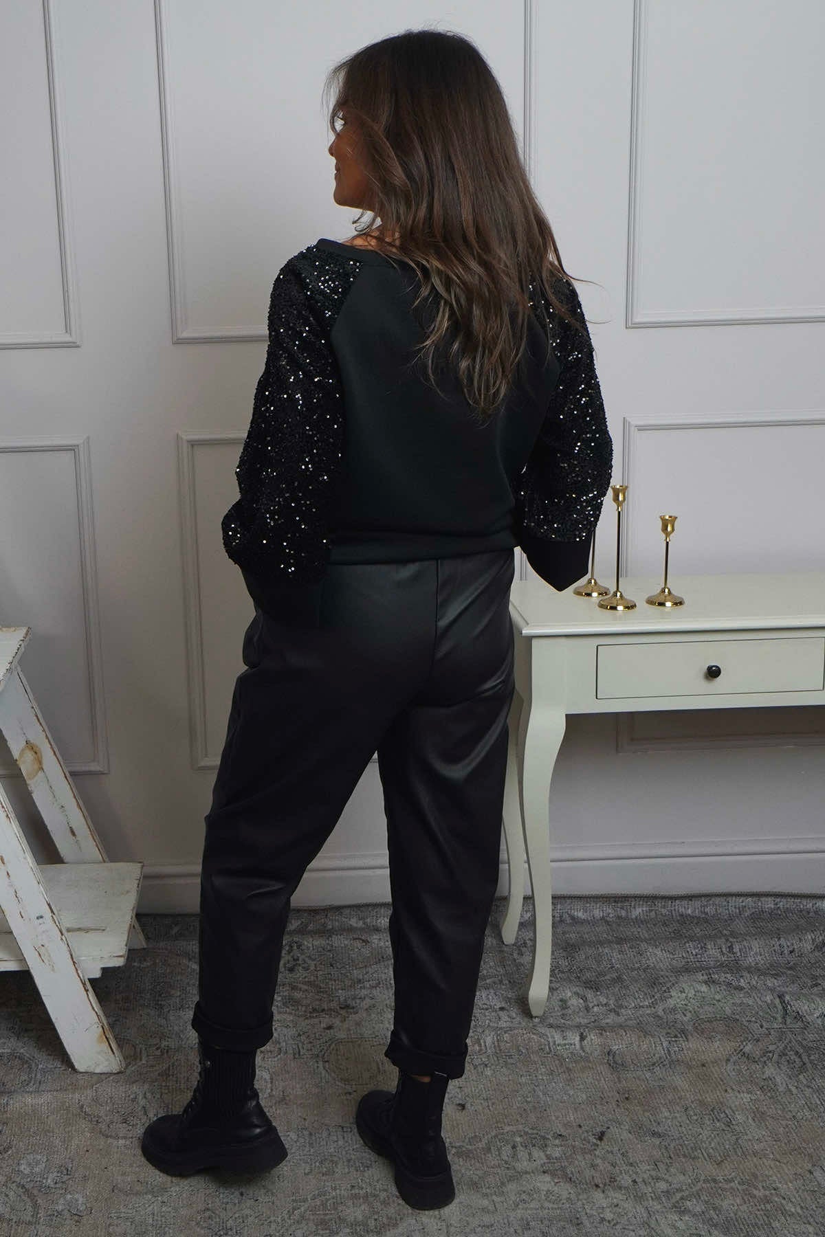 Hilary Wet Look Trousers Black