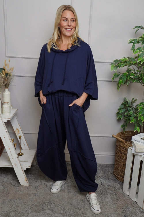 Deana Cotton Trousers Navy - Image 1