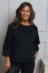 Tayla Sequin Detail Top Black