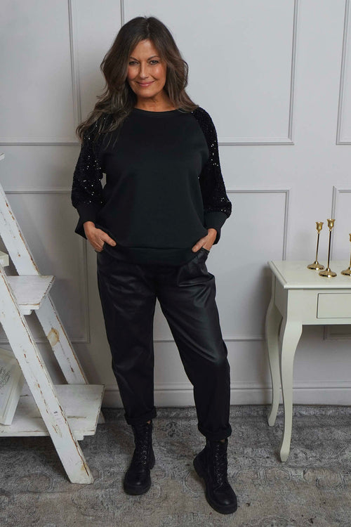 Tayla Sequin Detail Top Black - Image 2