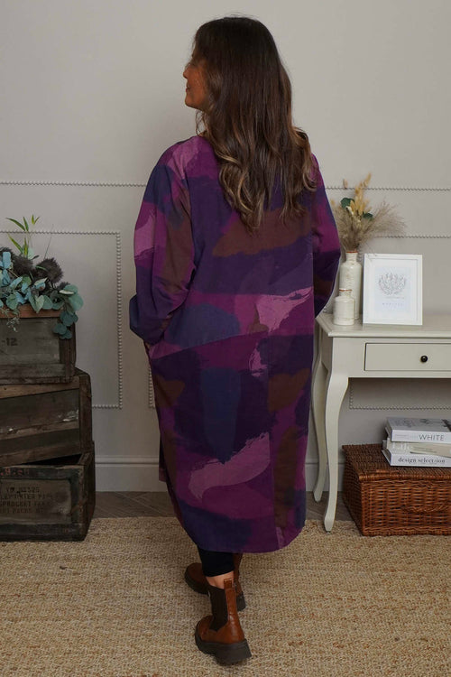 Dreda Print Needlecord Dress Purple - Image 4