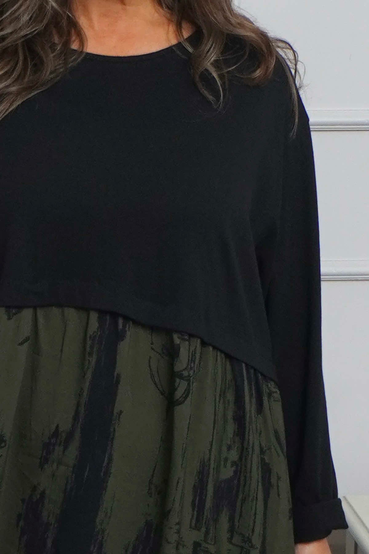 Janette Print Cotton Dress Khaki