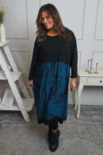 Janette Print Cotton Dress Teal Teal - Janette Print Cotton Dress Teal