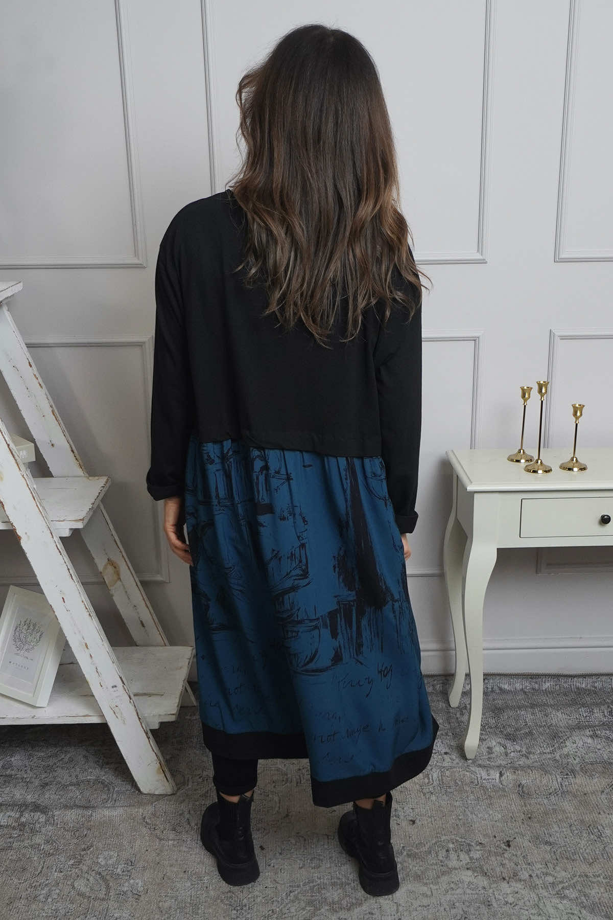 Janette Print Cotton Dress Teal