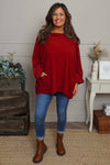 Rhianna Cowl Needlecord Top Red