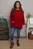 Rhianna Cowl Needlecord Top Red