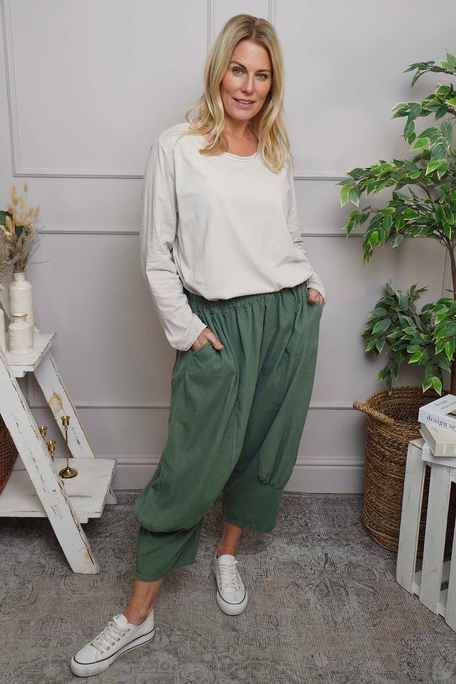 Olwen Needlecord Trousers Light Khaki