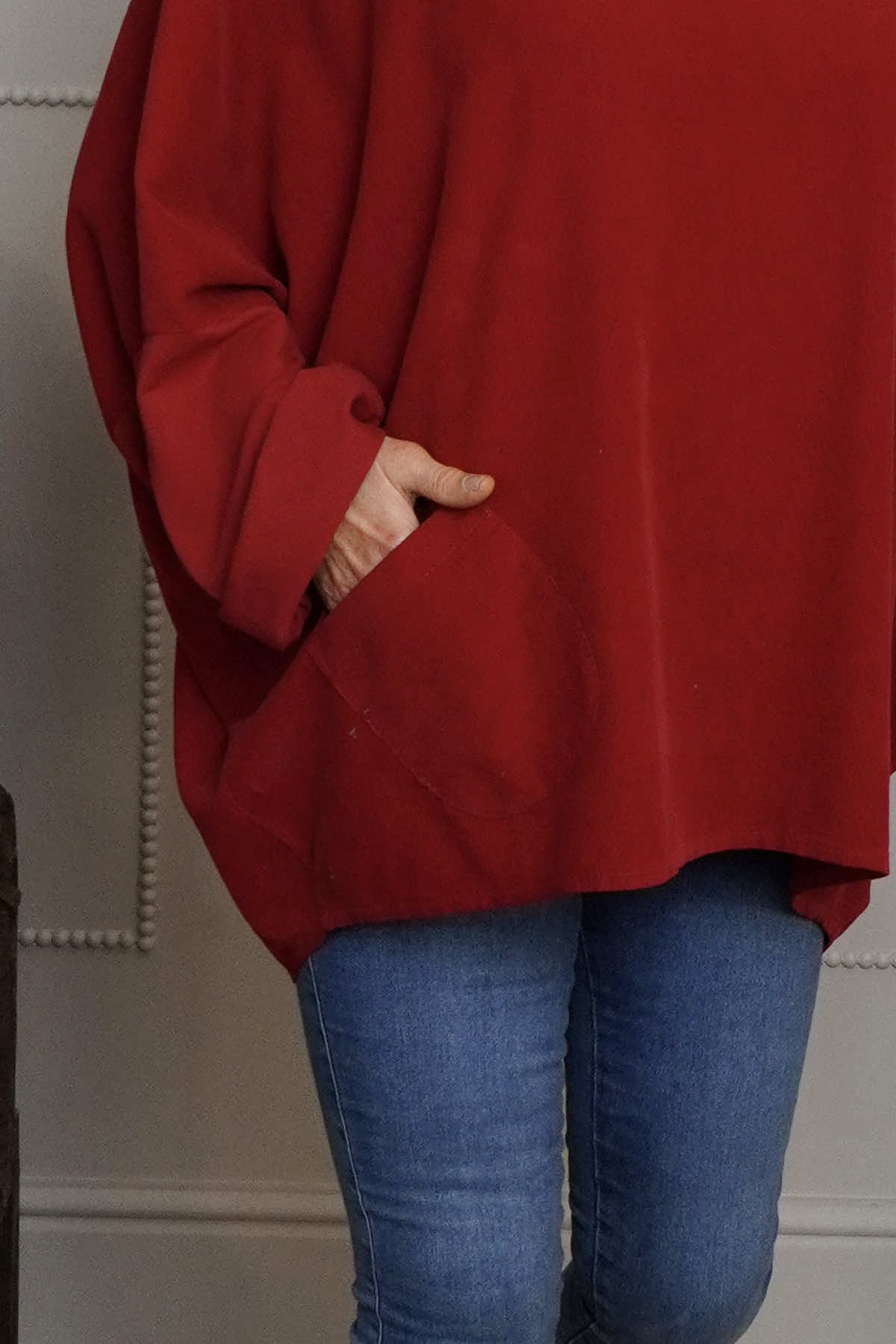 Rhianna Cowl Needlecord Top Red