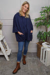 Aretha Hooded Cotton Top Navy