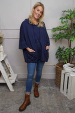 Aretha Hooded Cotton Top Navy Navy - Aretha Hooded Cotton Top Navy