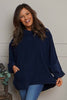 Rhianna Cowl Needlecord Top Navy