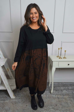 Janette Print Cotton Dress Cocoa