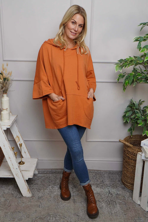 Aretha Hooded Cotton Top Burnt Orange - Image 1