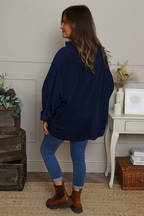 Rhianna Cowl Needlecord Top Navy - Image 4