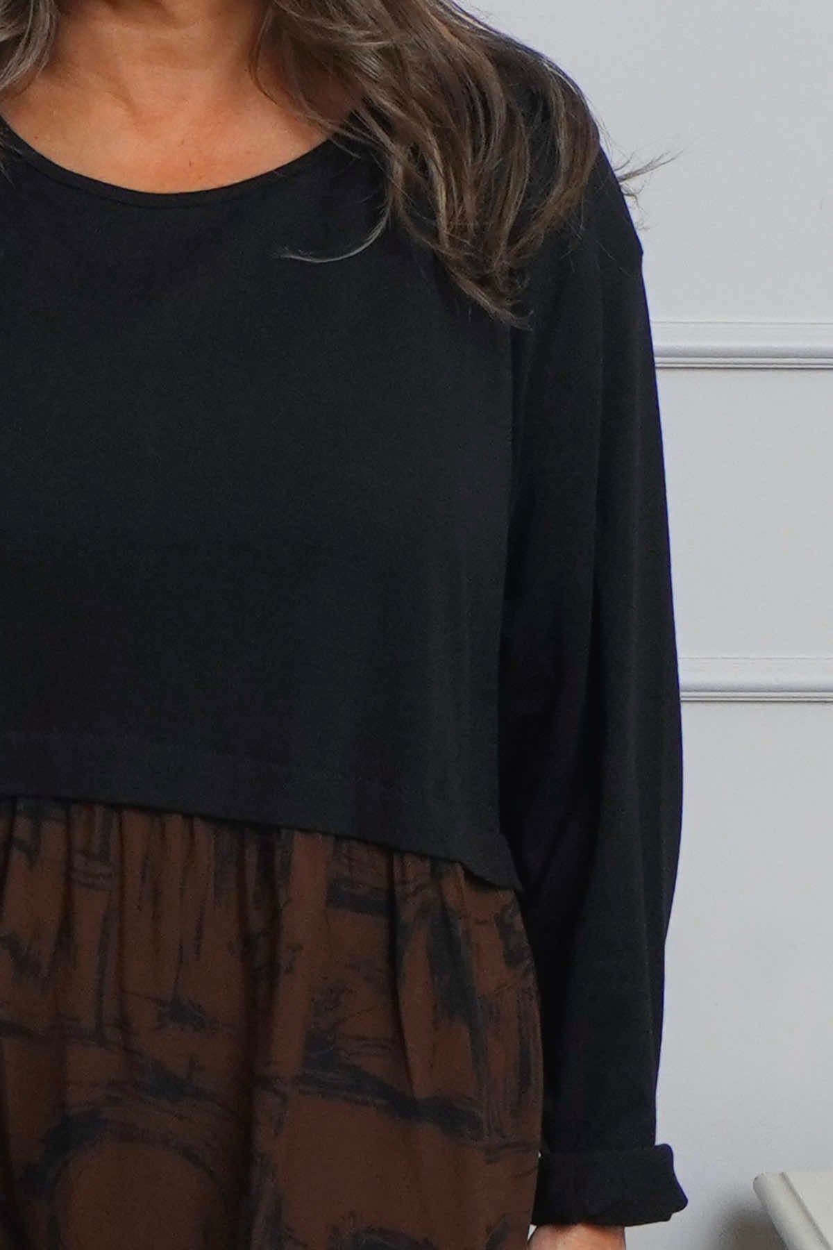 Janette Print Cotton Dress Cocoa