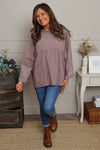 Rhianna Cowl Needlecord Top Mauve