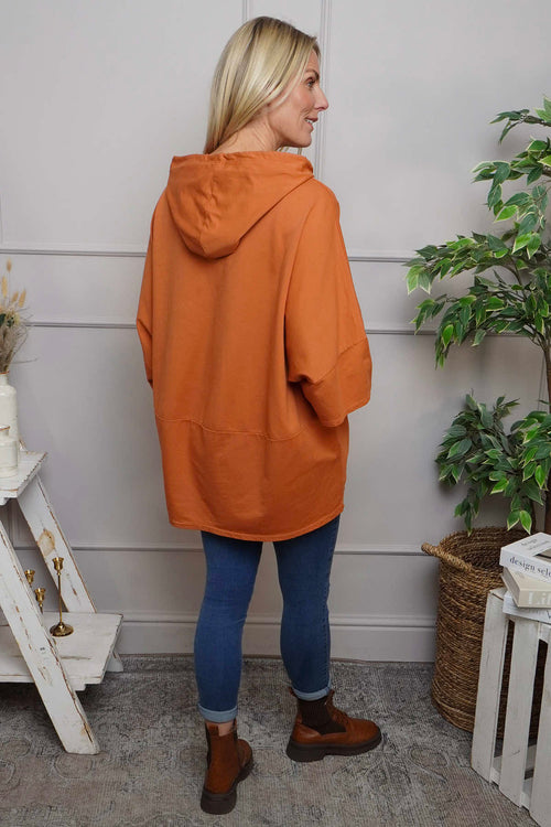 Aretha Hooded Cotton Top Burnt Orange - Image 4
