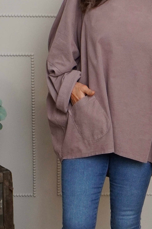 Rhianna Cowl Needlecord Top Mauve - Image 3