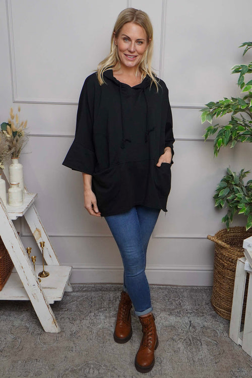 Aretha Hooded Cotton Top Black - Image 2