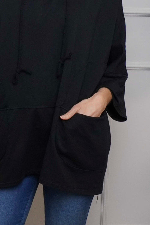 Aretha Hooded Cotton Top Black - Image 3