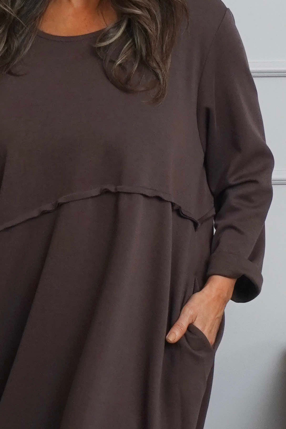 Minnie Seam Detail Cotton Tunic Cocoa
