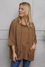 Aretha Hooded Cotton Top Nutmeg Nutmeg - Aretha Hooded Cotton Top Nutmeg