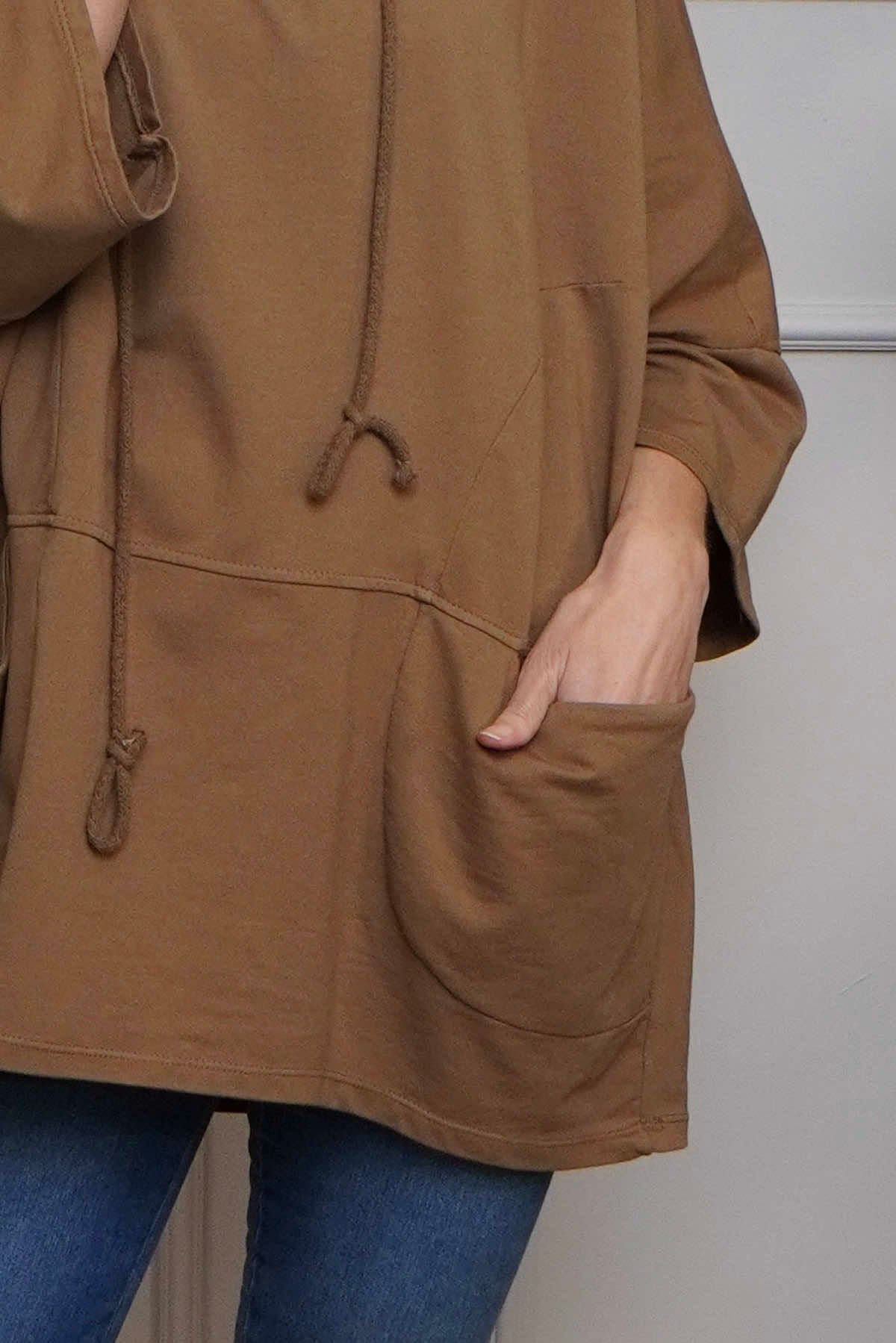 Aretha Hooded Cotton Top Nutmeg