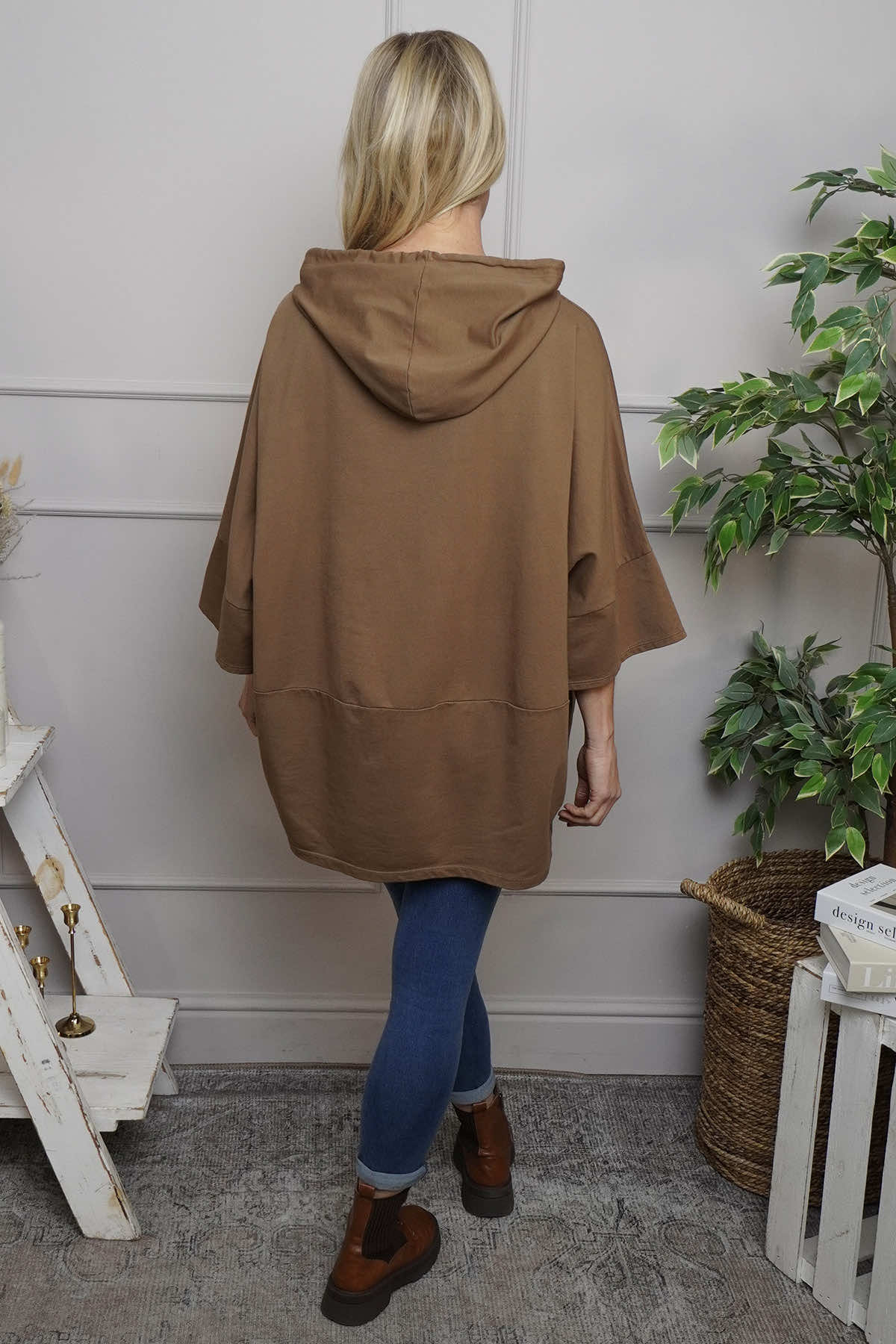 Aretha Hooded Cotton Top Nutmeg
