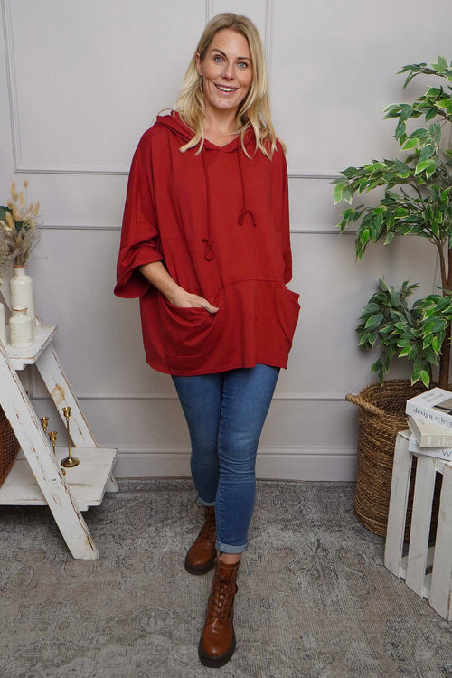 Aretha Hooded Cotton Top Red - Image 2