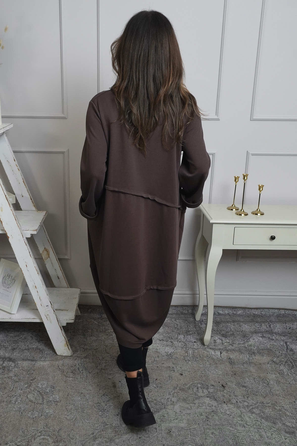 Minnie Seam Detail Cotton Tunic Cocoa