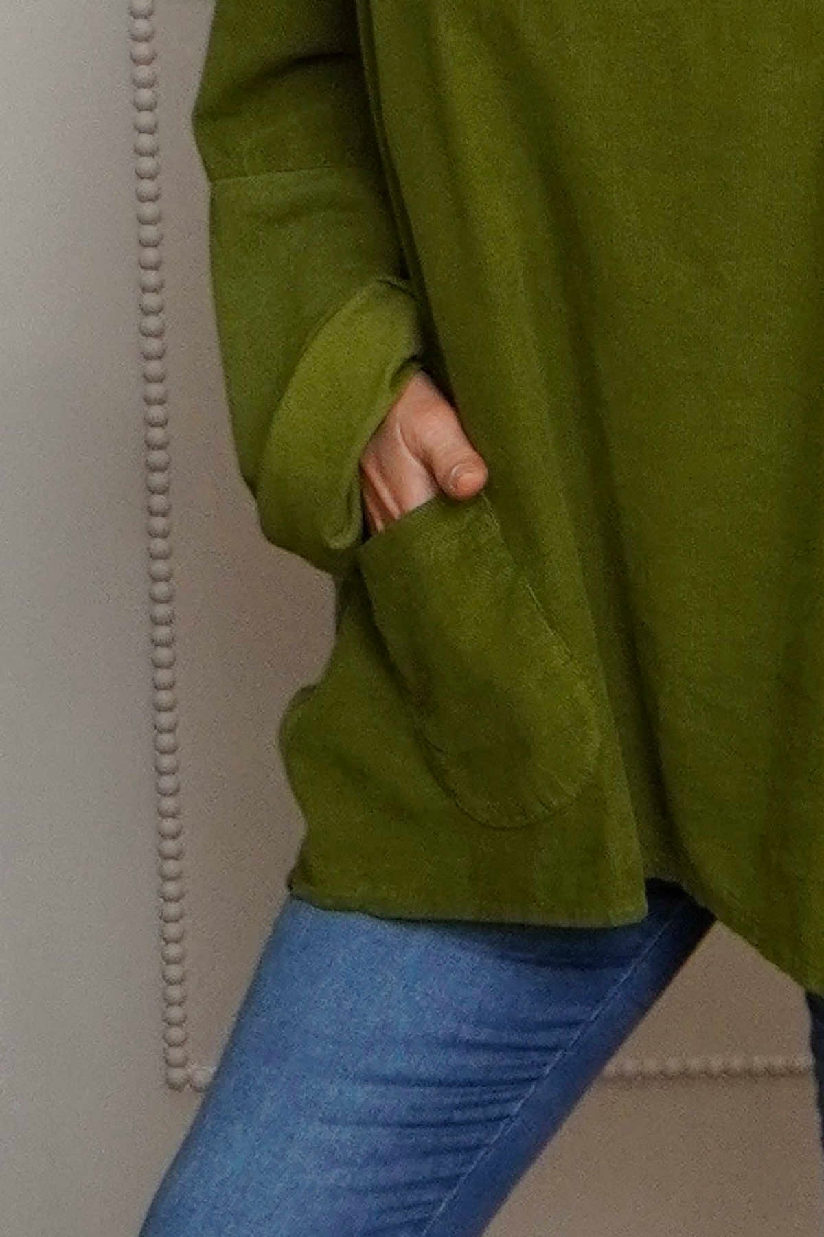 Rhianna Cowl Needlecord Top Olive