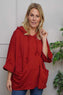Aretha Hooded Cotton Top Red
