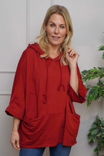 Aretha Hooded Cotton Top Red Red - Aretha Hooded Cotton Top Red