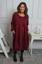 Minnie Seam Detail Cotton Tunic Wine Wine - Minnie Seam Detail Cotton Tunic Wine