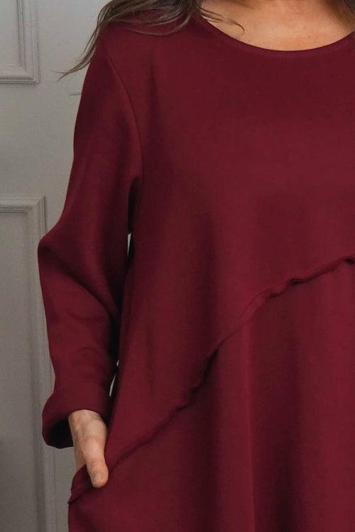 Minnie Seam Detail Cotton Tunic Wine - Image 3