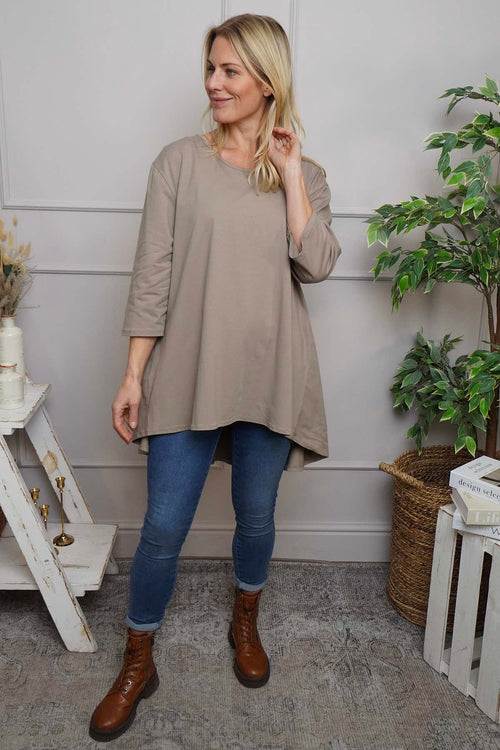 Lulu Button Back Cotton Top Mocha - Image 3