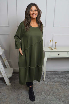 Minnie Seam Detail Cotton Tunic Khaki