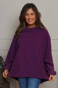 Rhianna Cowl Needlecord Top Purple