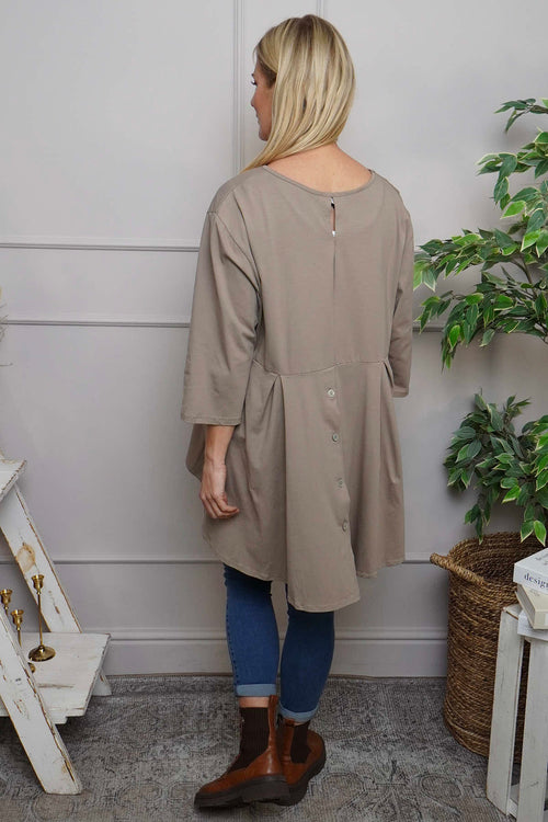 Lulu Button Back Cotton Top Mocha - Image 2