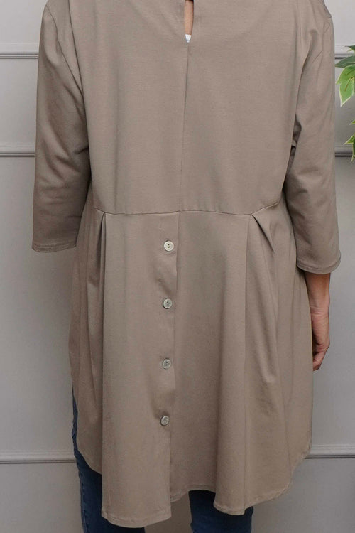 Lulu Button Back Cotton Top Mocha - Image 4