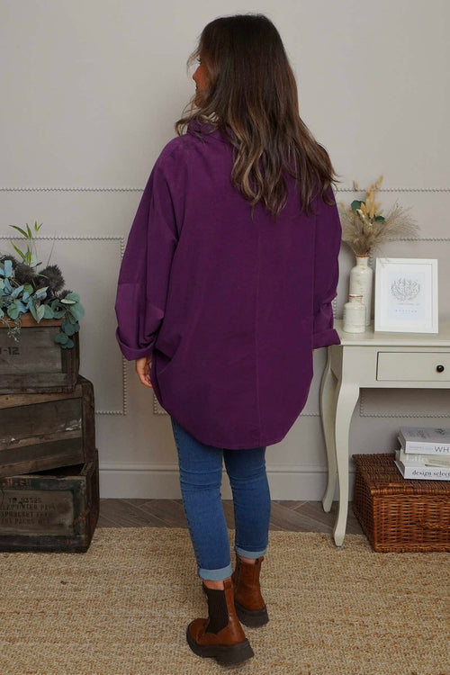 Rhianna Cowl Needlecord Top Purple - Image 4