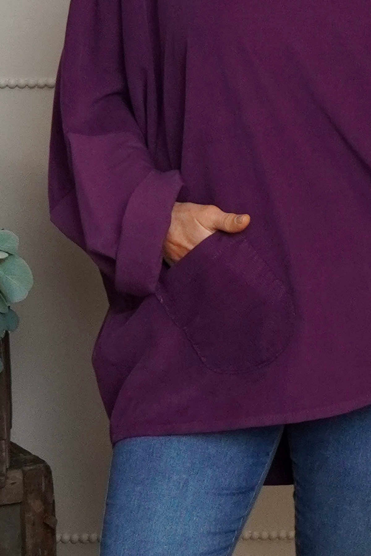 Rhianna Cowl Needlecord Top Purple