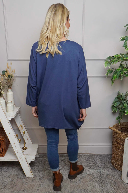 Evette Heart Cotton Top Dark Blue - Image 4