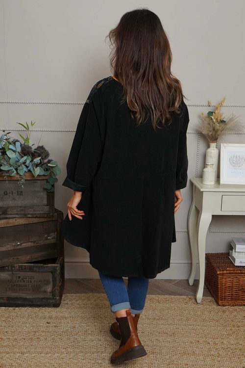 Kacey Print Needlecord Top Black - Image 4