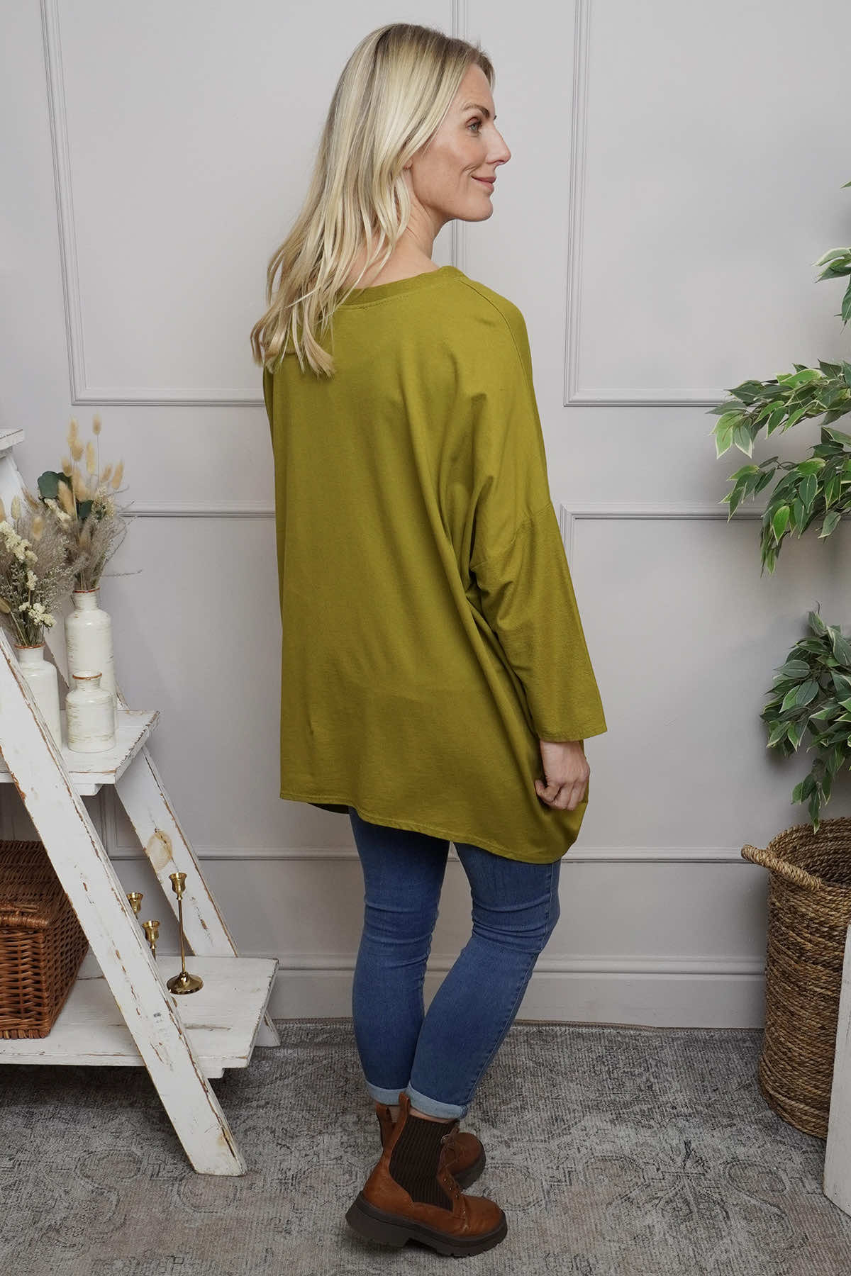 Evette Heart Cotton Top Moss