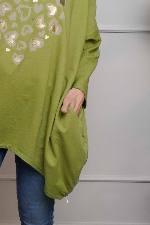 Evette Heart Cotton Top Green - Image 3